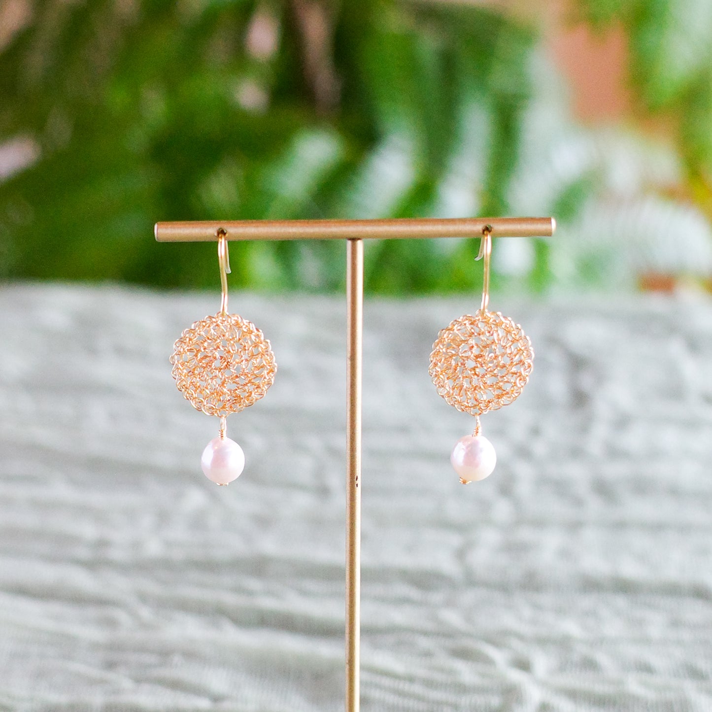 Delicate Wire Lace and Freshwater Baroque Pearl Earrings