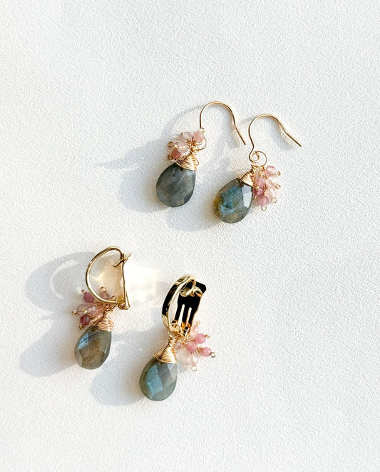 Blue Flash Labradorite  Earrings(14kgf)