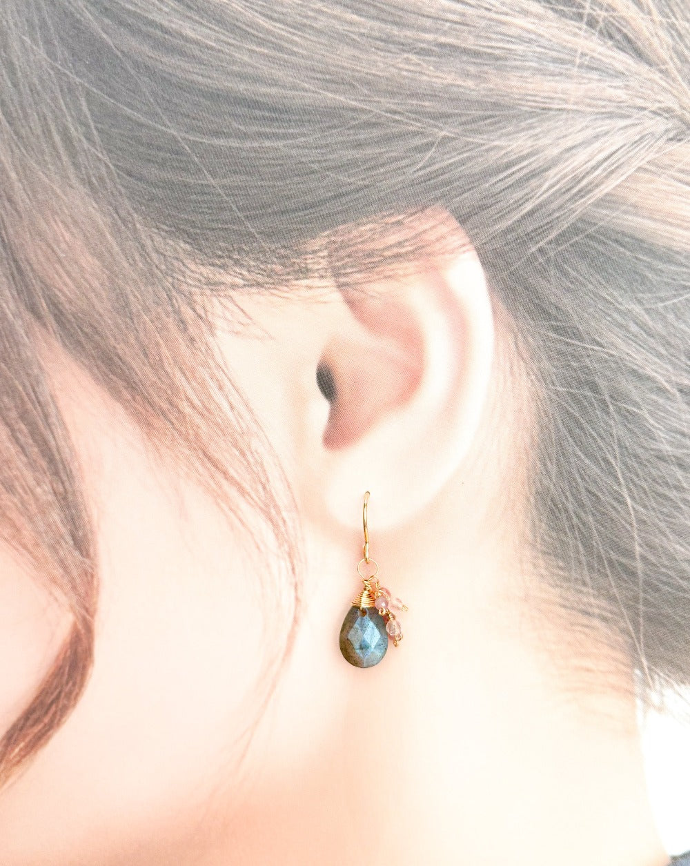 Blue Flash Labradorite  Earrings(14kgf)