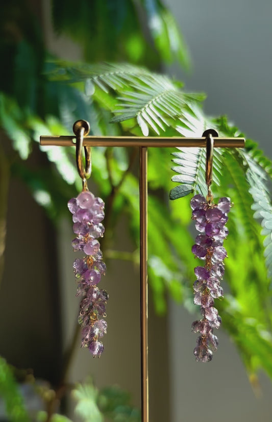 Wisteria Pink Amethyst Earrings (14kgf)