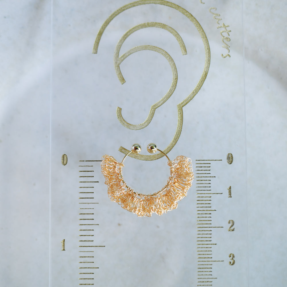 Plenty of frills wire crochet ear cuff in gold